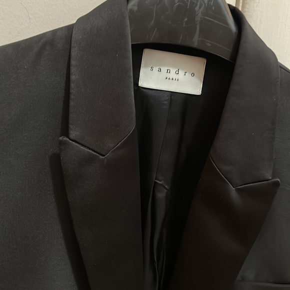 Black Sandro Satin dinner jacket size 38 - Picture 2 of 6